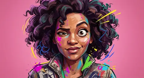 A painterly exaggerated cartoon portrait combining sculpted 3D anatomy with hand - AI生成图片 4