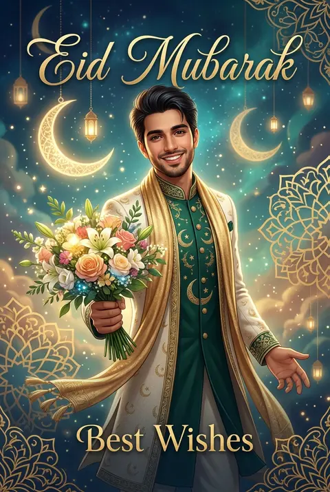 A breathtaking Eid Mubarak celebration poster for an X social audience, designed - AI生成图片 1