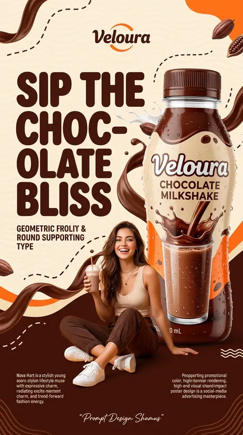 Create a premium Gen-Z commercial advertising poster for **Veloura Chocolate Mil - AI生成图片 4
