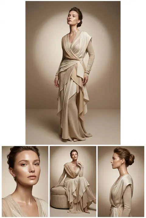 High-fashion editorial collage in a vertical magazine layout, featuring the fict - AI生成图片 1