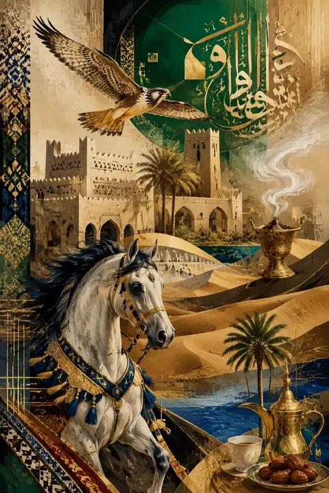 Saudi abstract illustration in a contemporary Riyali art style, an expressive in - AI生成图片 1