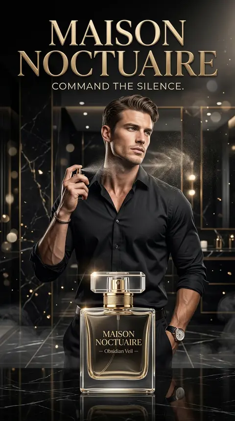 Ultra-premium luxury perfume advertisement, vertical 9:16 format, featuring Cass - AI生成图片 2