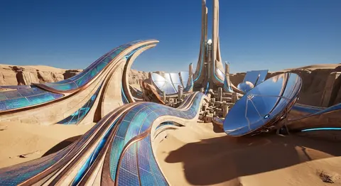 Create a complete visual worldbuilding set for a futuristic desert civilization - AI生成图片 3