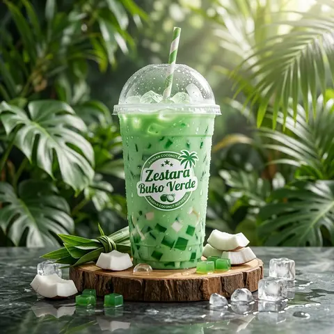 Ultra-realistic commercial product photography of a chilled emerald tropical dri - AI生成图片 2