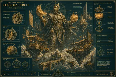 towering fruit merchant on floating sky islands, epic monumental composition ren - AI生成图片 1