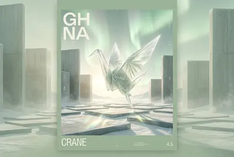 A radiant brutalist poster set on a vast sunlit polar plain beneath sweeping aur - AI生成图片 2