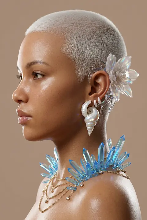 Vertical profile close-up portrait, ultra-realistic 3D render, cold beauty woman - AI生成图片 3