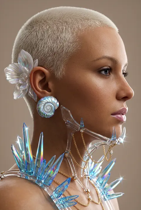 Vertical profile close-up portrait, ultra-realistic 3D render, cold beauty woman - AI生成图片 2