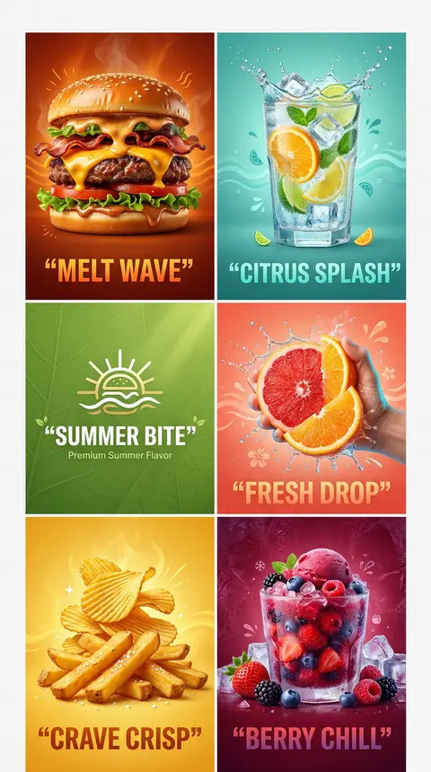 Ultra-premium 2x3 six-panel summer fast-food campaign poster for a fictional wes - AI生成图片 2