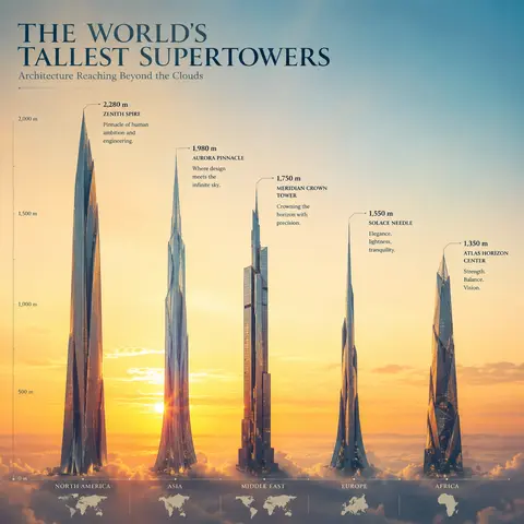 Elegant architectural poster illustration presenting the world’s tallest superto - AI生成图片 1