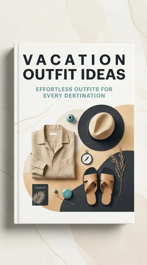 Create a minimalist e-book cover for `Vacation Outfit Ideas`, designed with cris - AI生成图片 4