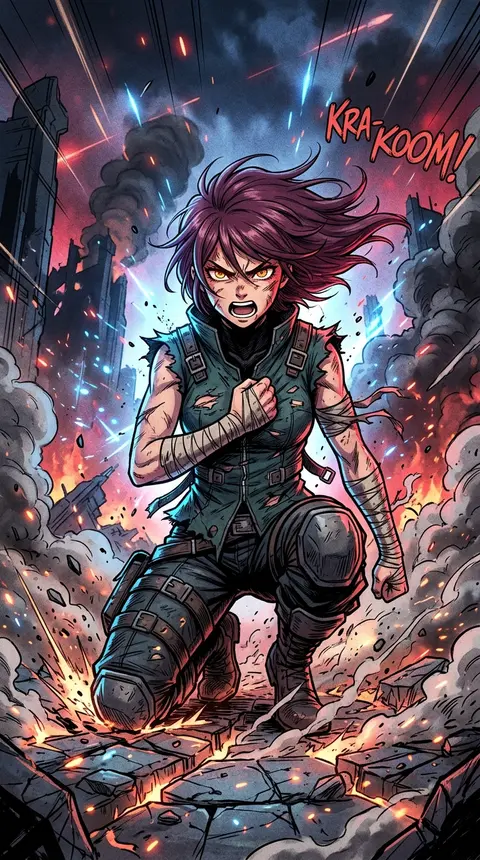 Una ilustración vertical 9:16 de anime shonen contemporáneo que muestra a una jo - AI生成图片 4