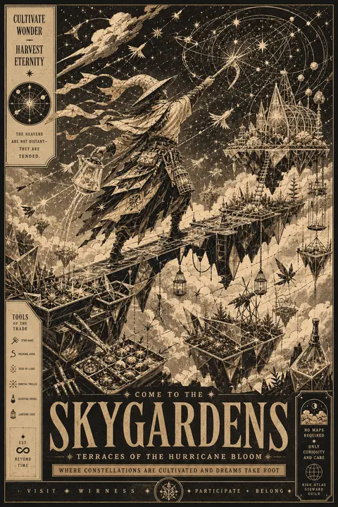 A vintage-inspired vertical destination poster reimagined as a wildly kinetic ce - AI生成图片 1