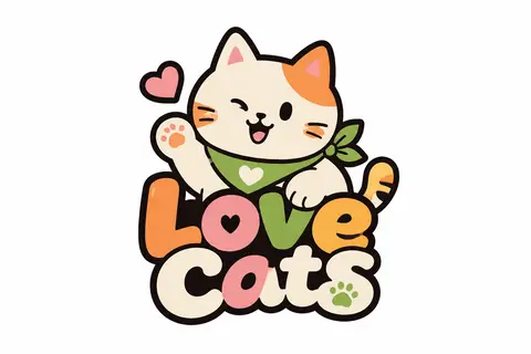 一个圆润、极具记忆点的卡通猫咪吉祥物，采用简洁几何轮廓，表情灵动，带着轻松俏皮的松弛感；造型保留微妙手作痕迹与贴纸质感，统一粗黑描边，内部为平整扁平色块，识别度 - AI生成图片 3