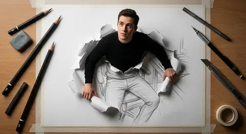 A breathtaking Trompe L’oeil 3D artwork featuring a subject modeled from the upl - AI生成图片 1
