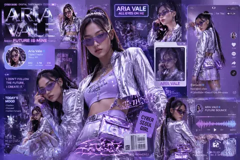 Create an ultra-realistic Gen-Z fashion collage centered on digital tastemaker A - AI生成图片 1