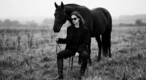 Create a cinematic black-and-white editorial fashion photograph in the style of - AI生成图片 2