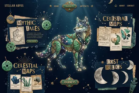 A premium immersive website interface built as a surrealist photo-collage scene - AI生成图片 2