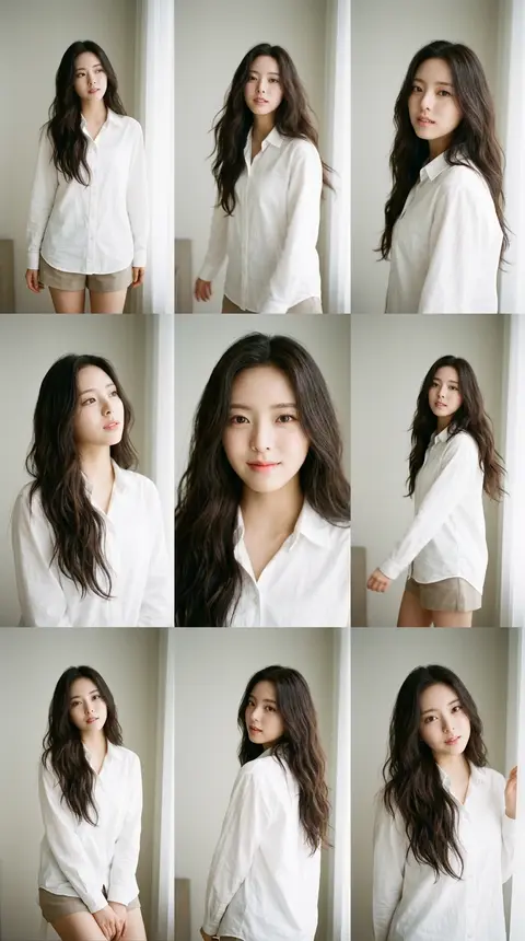 9:16 vertical — a 3x3 grid collage of nine frames forming a polished East Asian - AI生成图片 4
