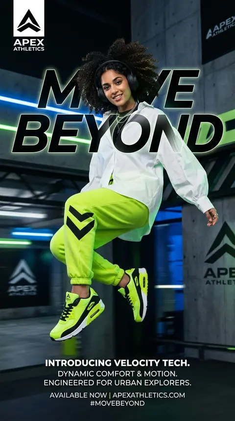 Create a flawlessly art-directed advertising poster for **Apex Athletics** footw - AI生成图片 2