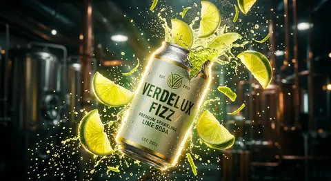 Ultra-cinematic beverage advertising shot of a sparkling lime soda can from the - AI生成图片 1
