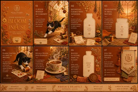 An opulent editorial carousel concept for a fictional botanical elixir house, ce - AI生成图片 1