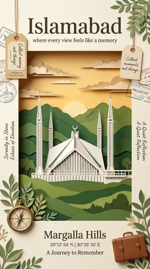 Islamabad travel poster in elegant handcrafted 3D paper quilling and layered pap - AI生成图片 4