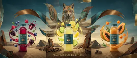 Surrealist photo collage campaign poster for a fictional luxury beverage line, c - AI生成图片 3