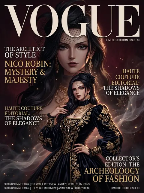 Luxury anime fashion magazine cover inspired by Vogue and haute couture editoria - AI生成图片 3
