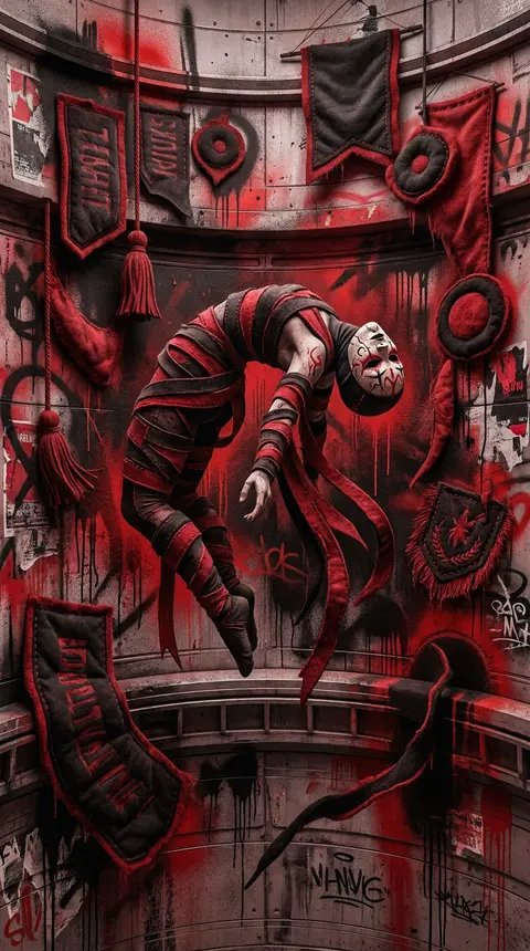 A sorrow-soaked graffiti mural stretched across the inner hull of an orbital sta - AI生成图片 2