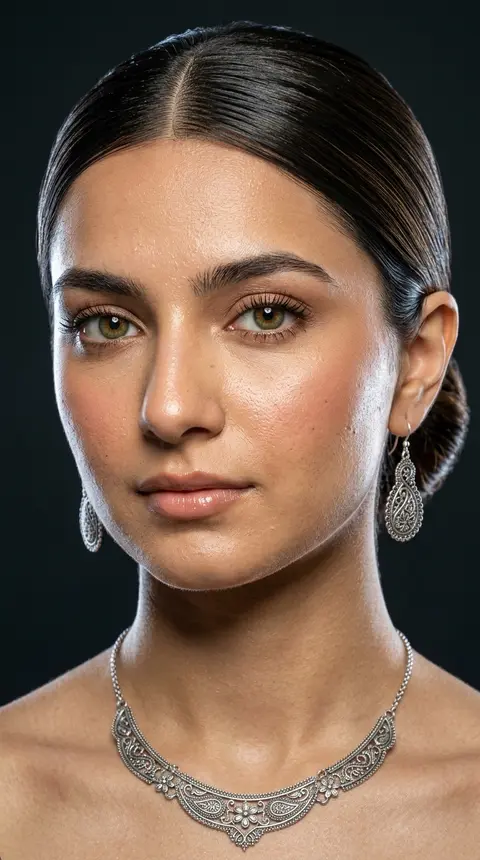 An extreme close-up beauty portrait focusing on the face and neck of a beautiful - AI生成图片 2