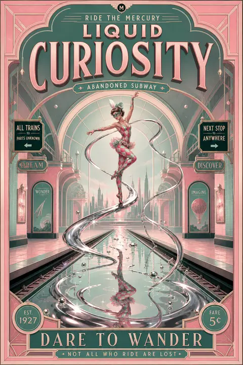 An abandoned subway platform reimagined as a pastel candy-pink and mint art deco - AI生成图片 1