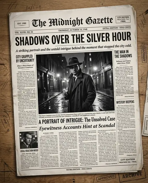 Ultra-realistic front page of a vintage newspaper, cinematic black-and-white edi - AI生成图片 4