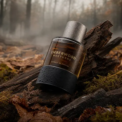 Ultra-realistic premium fragrance product shot of a perfume bottle named **Ember - AI生成图片 2