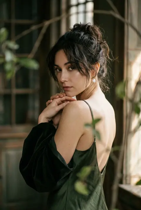 Create a moody, ethereal cinematic portrait of Seraphine Vale in a dramatic over - AI生成图片 1