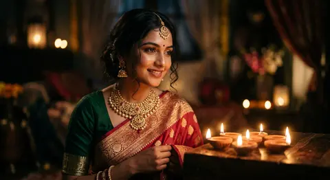 A hyper-photorealistic cinematic soft-focus portrait of Priyasha Devani, draped - AI生成图片 4