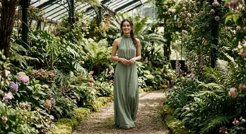 Natural cinematic garden portrait of Elara Voss standing with relaxed grace alon - AI生成图片 4