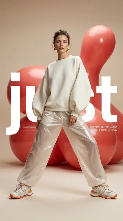 High-fashion futuristic sportswear editorial poster, full-body model Seraphine V - AI生成图片 1