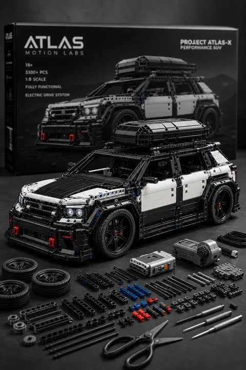 Ultra-detailed studio product render of a brick-built technical model vehicle ba - AI生成图片 3