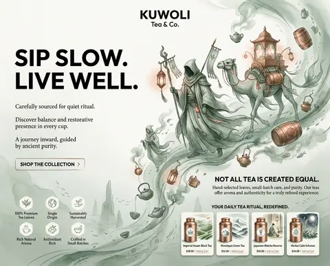 Dreamlike premium campaign poster for the fictional house “KUWOLI Tea & Co.” rei - AI生成图片 3