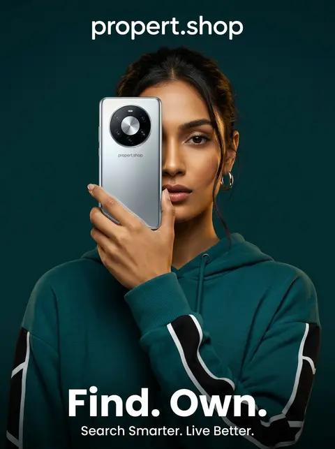 A stunning high-fashion luxury tech advertisement photo for `propert.shop`. A po - AI生成图片 1