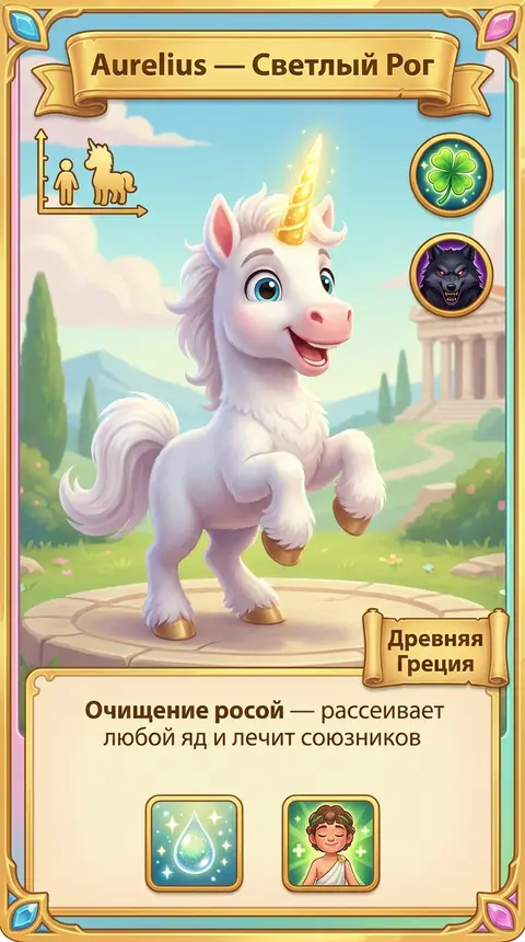 Карточка героя для детской MOBA-игры в стиле Pixar. В центре — пушистый белый Ед - AI生成图片 1