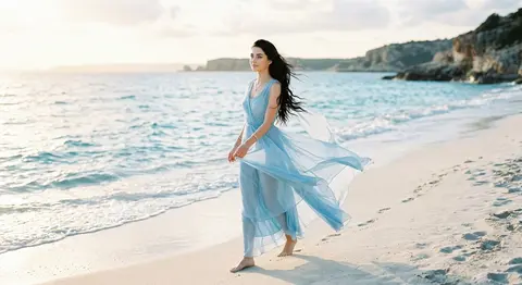 a cinematic coastal portrait of Seraphine Vale, a fictional Mediterranean muse w - AI生成图片 2