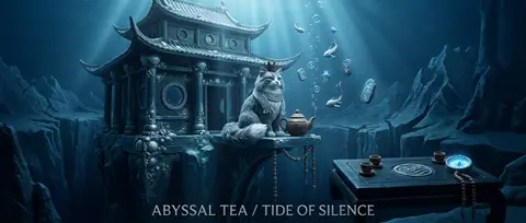 竖版 2:3，定格动画黏土质感的史诗级深海奇观：漆黑无光的海沟中央矗立一座巨型漆木茶屋，建筑像沉入海底的古代王座，层层飞檐、厚重梁柱与圆形观景窗覆盖银色贝壳纹理 - AI生成图片 2