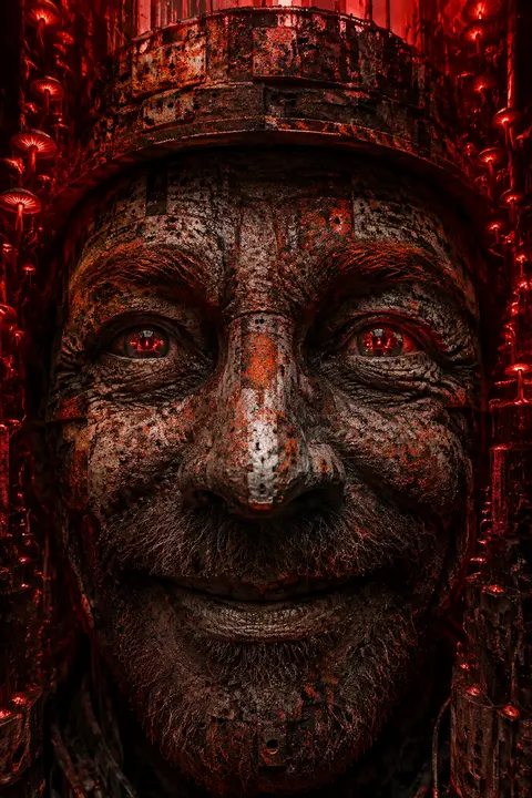 front-facing extreme close-up of a jubilant lighthouse keeper, face nearly consu - AI生成图片 1
