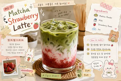 Cute scrapbook-style food photography poster featuring a dreamy flatlay of a lay - AI生成图片 2