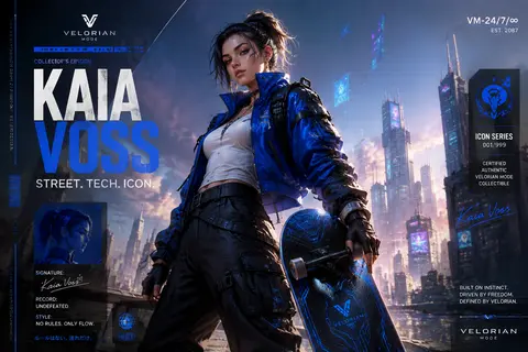 Create a premium collector’s edition character poster featuring **Kaia Voss**, a - AI生成图片 2