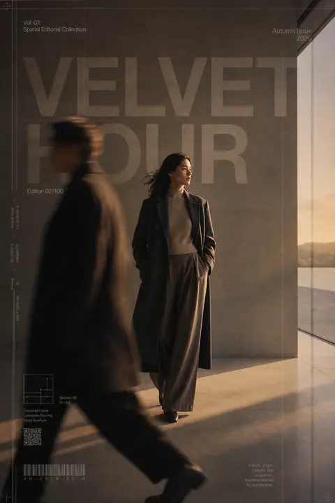 Create a 9:16 ultra-luxury editorial fashion poster titled "VELVET HOUR", photog - AI生成图片 1