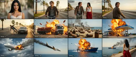 Cinematic action-drama storyboard sequence, ultra-photorealistic, anamorphic 2.3 - AI生成图片 3