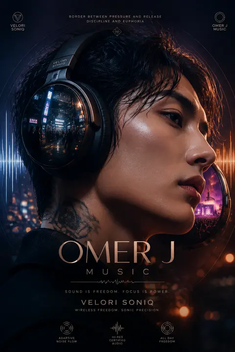 A high-end 9:16 vertical audio campaign poster featuring an androgynous East Asi - AI生成图片 3